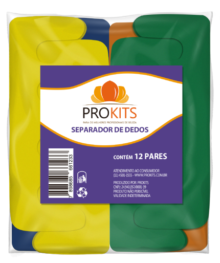 PACOTE COM 12 SEPARADORES DE DEDOS  PROKITS